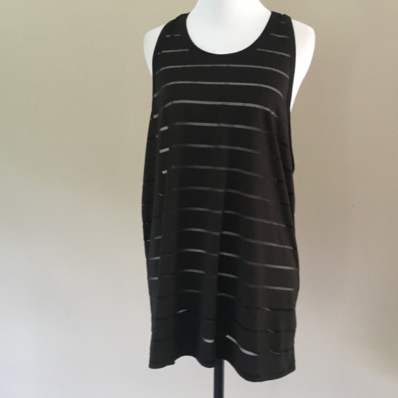 XL Black Sheer Striped Pullover DriWorks Top - Picture 7 of 7